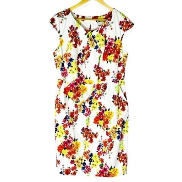Peter Nygard Collection Womens Floral Sheath Dress 14 Colorful Summer Artsy - Picture 1 of 7
